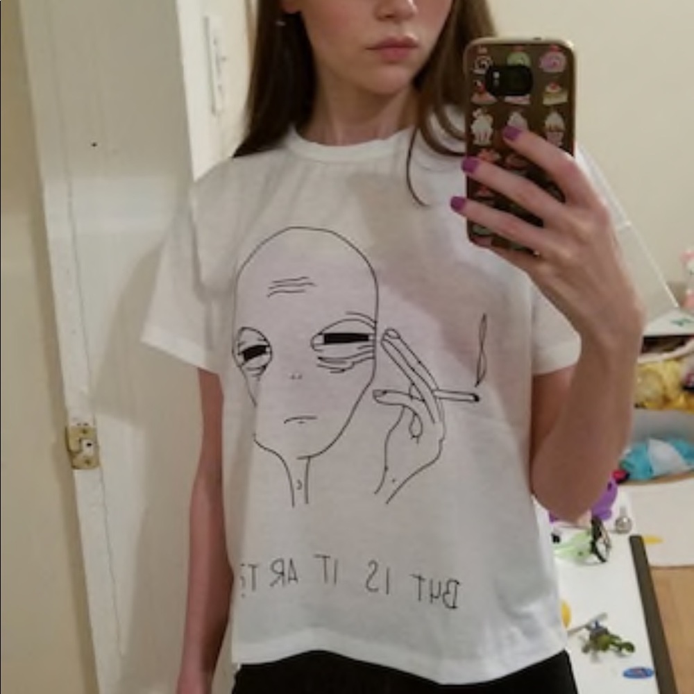 Graphic Alien with Cigarette Tumblr Tee